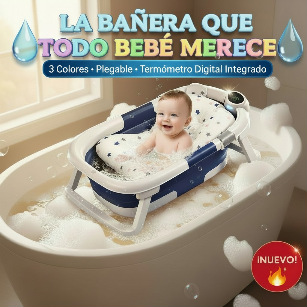 Vista 4 de Bañera Bebé Plegable con Medidor de Temp